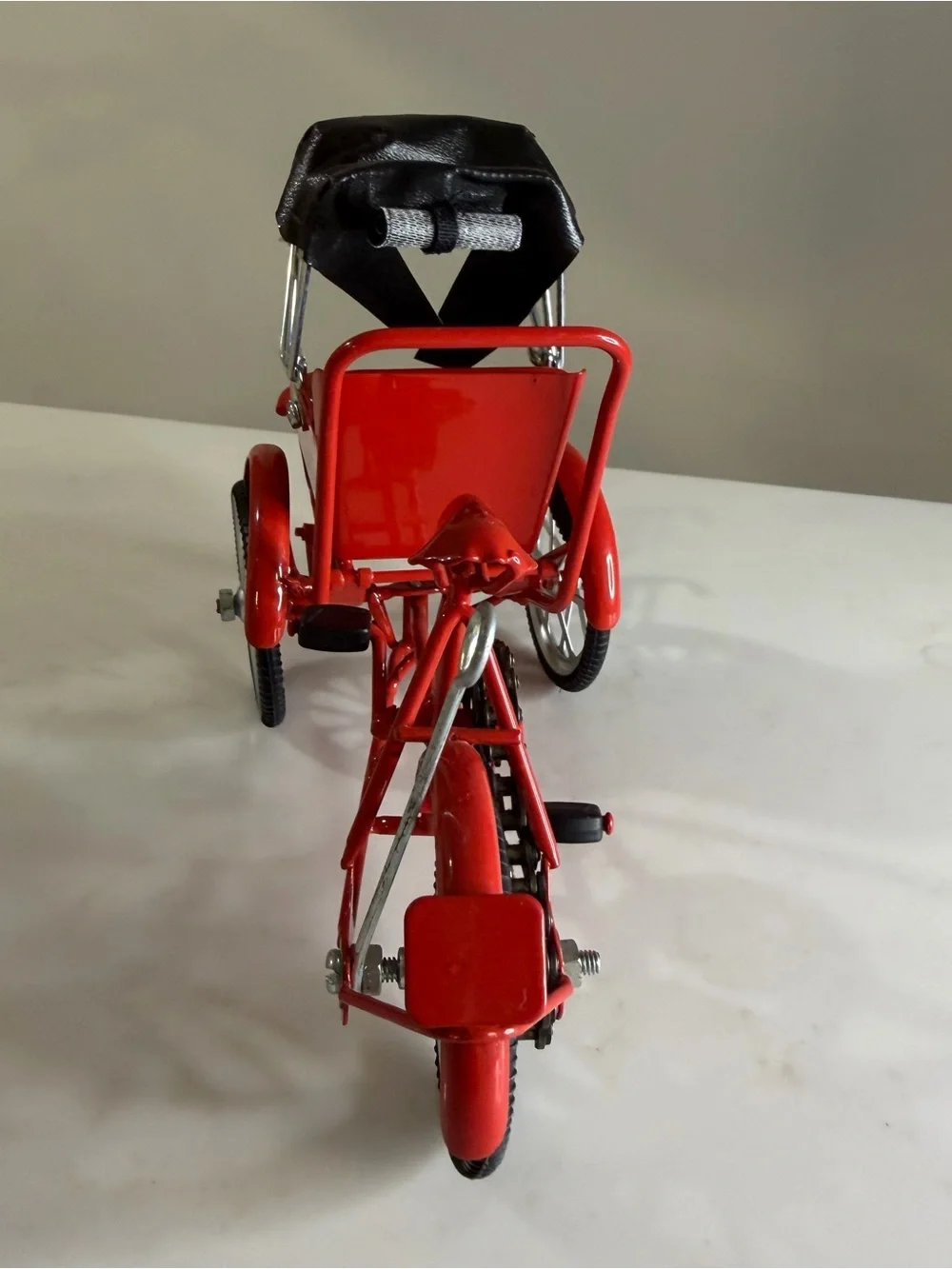 Miniature die cast Red Tricycle Rickshaw with Black Canopy, souvenir- Vietnam